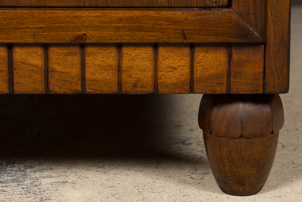 1930s French Art Deco Walnut Partner Desk with Leather Top