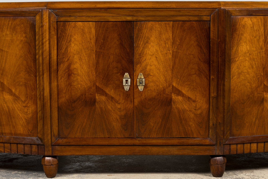 1930s French Art Deco Walnut Partner Desk with Leather Top