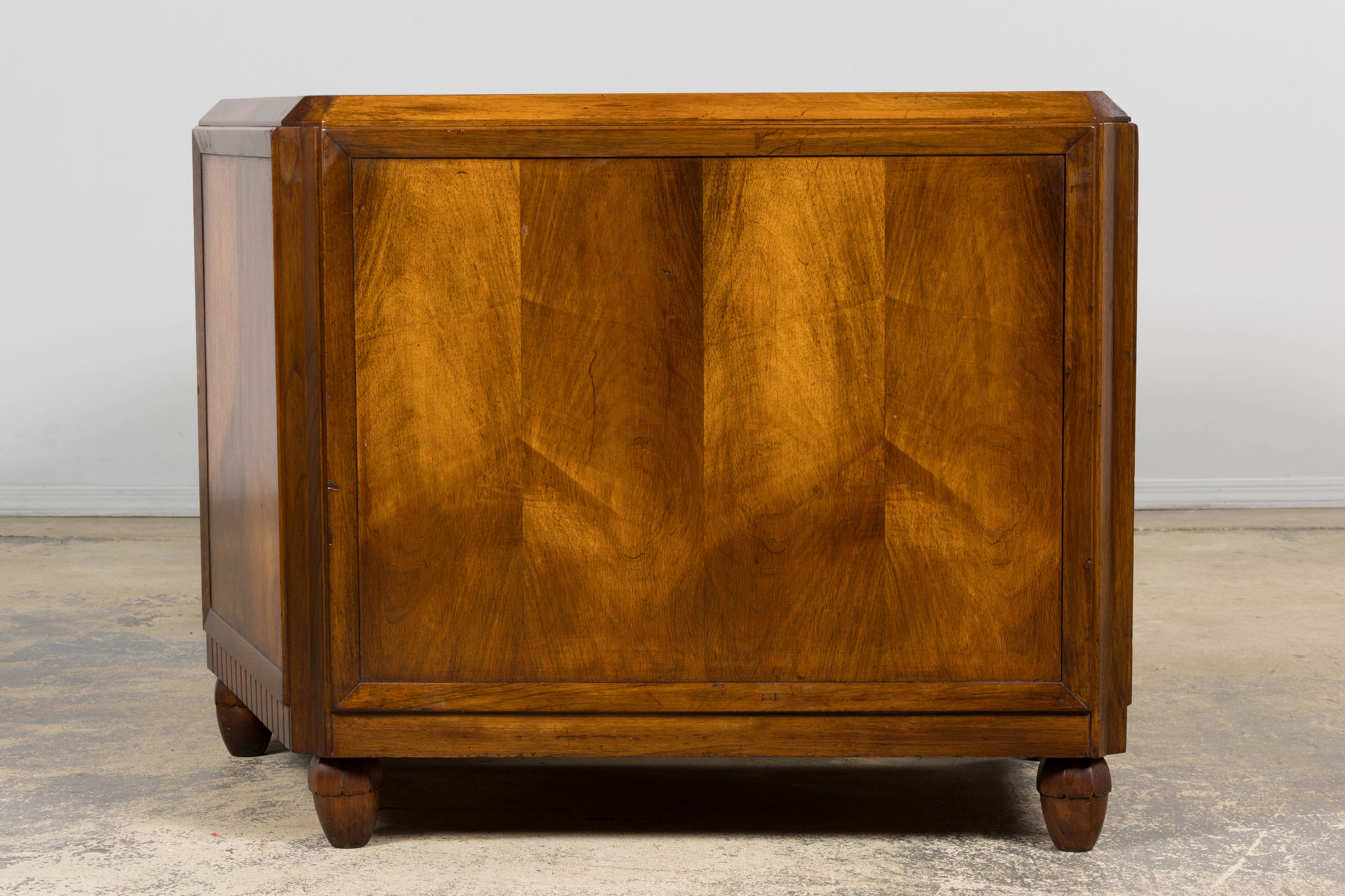 1930s French Art Deco Walnut Partner Desk with Leather Top