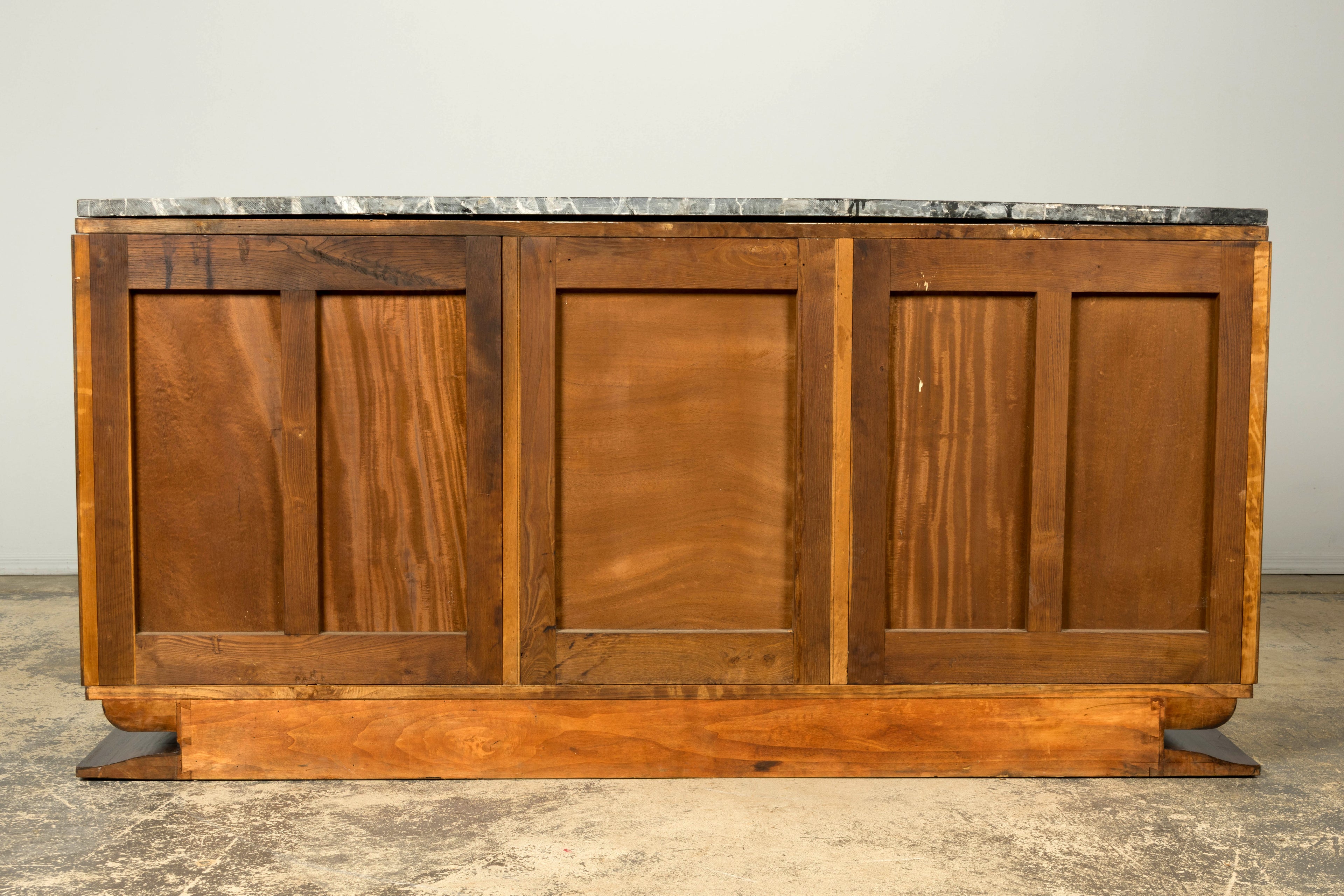1930s French Art Deco Walnut Sideboard with Black Marble Top