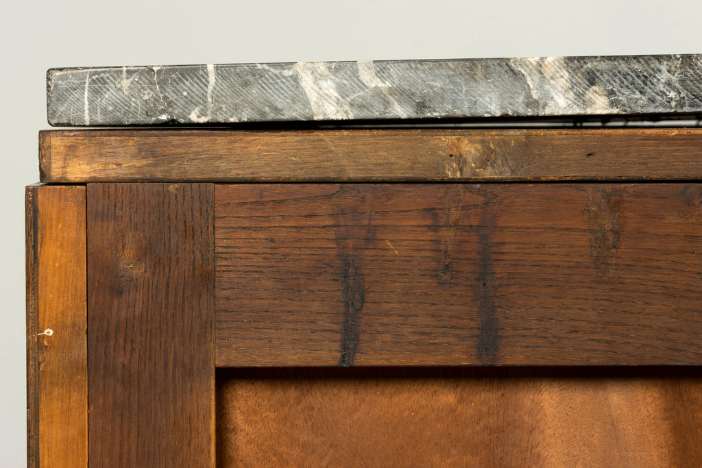 1930s French Art Deco Walnut Sideboard with Black Marble Top