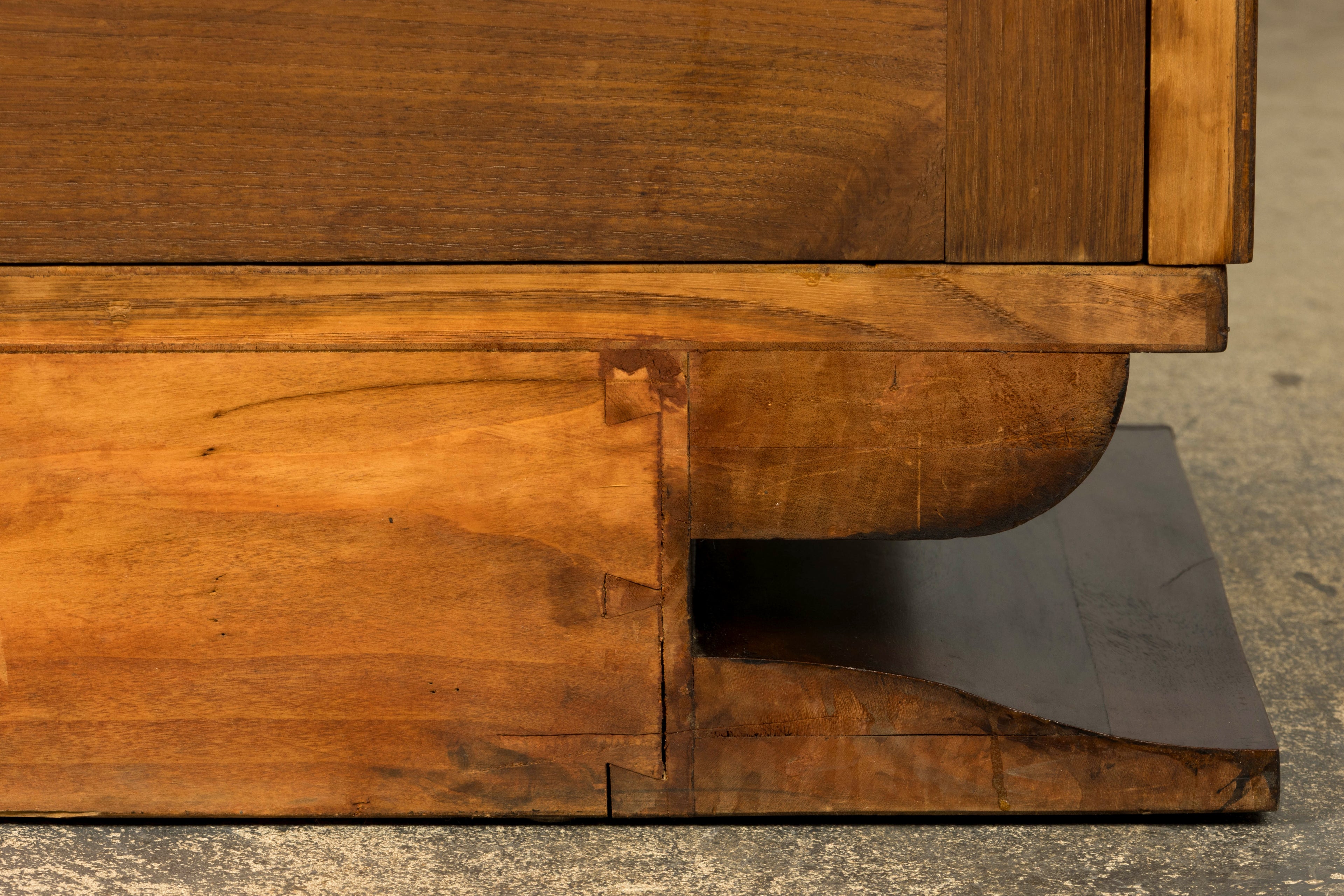 1930s French Art Deco Walnut Sideboard with Black Marble Top