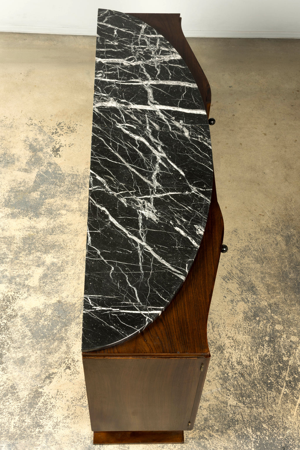 1930s French Art Deco Walnut Sideboard with Black Marble Top