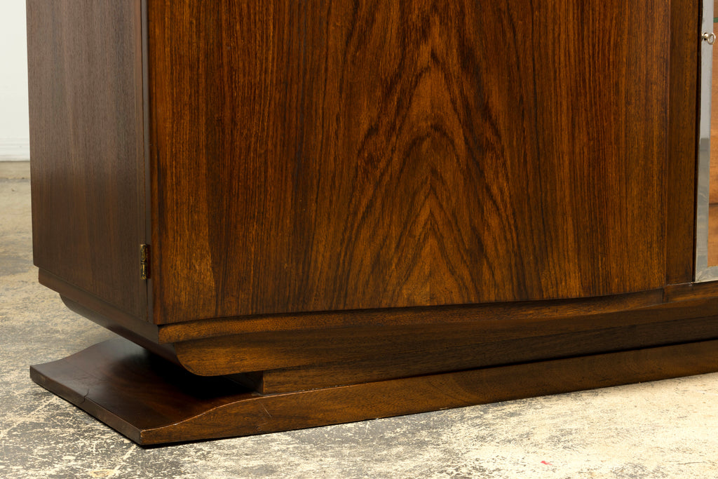 1930s French Art Deco Walnut Sideboard with Black Marble Top
