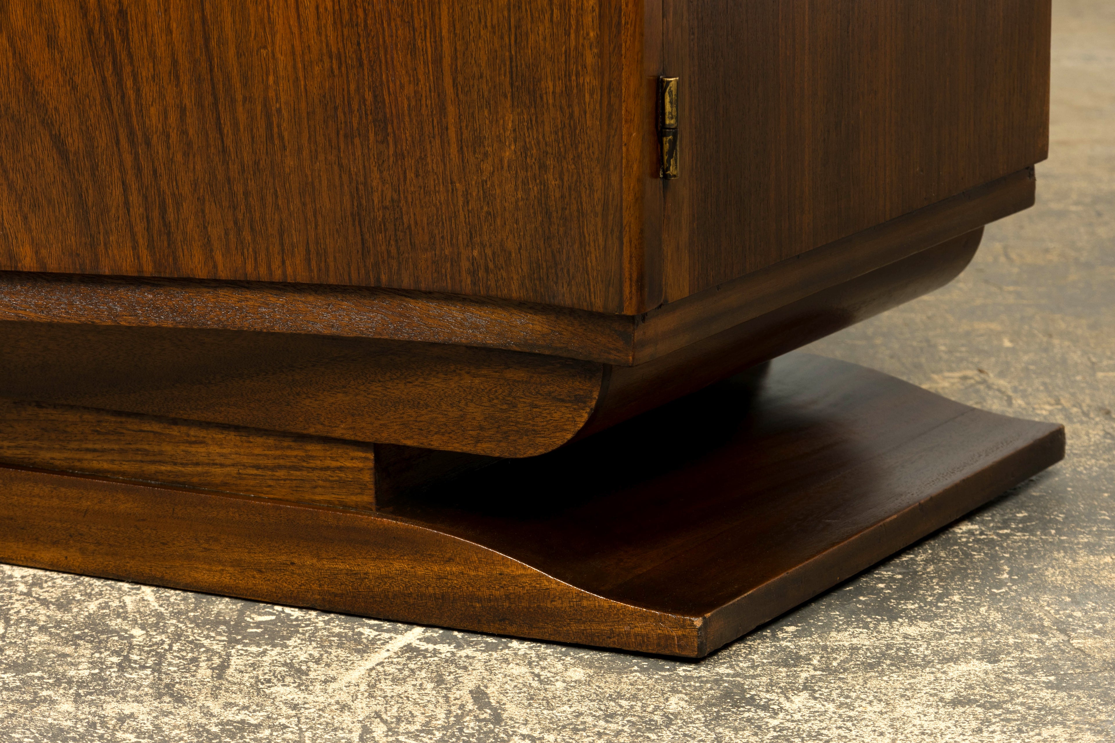 1930s French Art Deco Walnut Sideboard with Black Marble Top