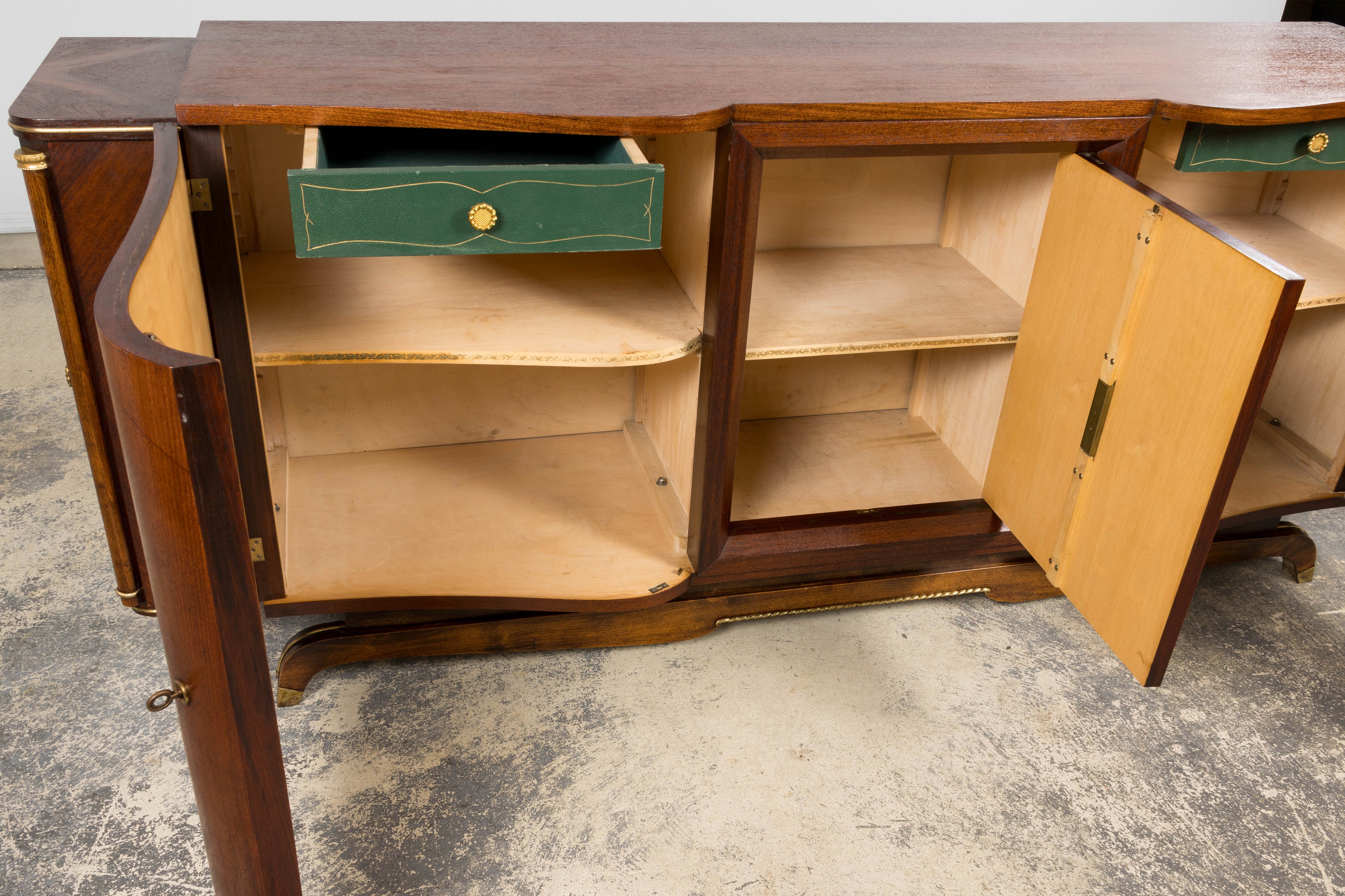 1930s French Parisian Art Deco Walnut Sideboard
