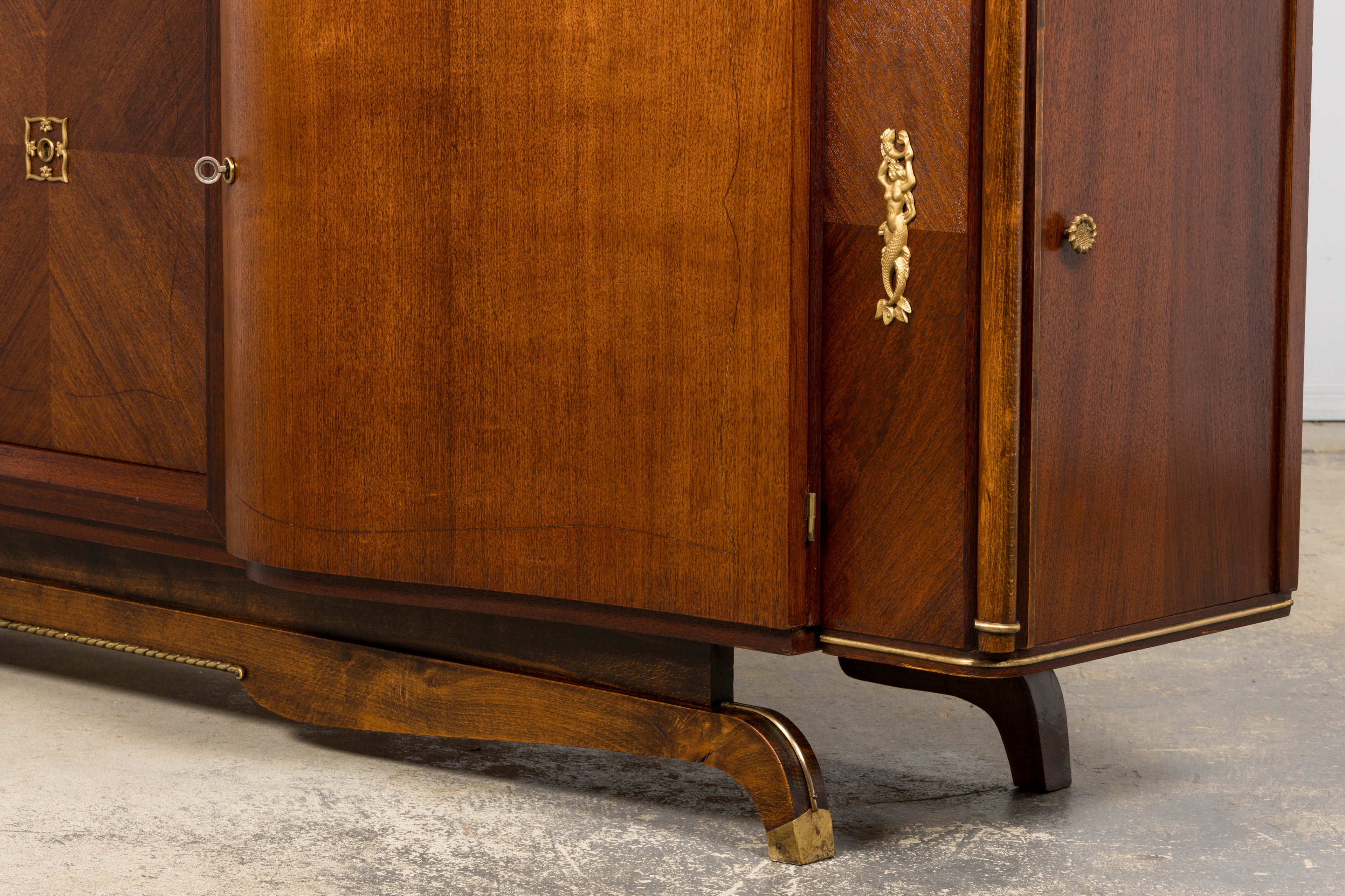 1930s French Parisian Art Deco Walnut Sideboard