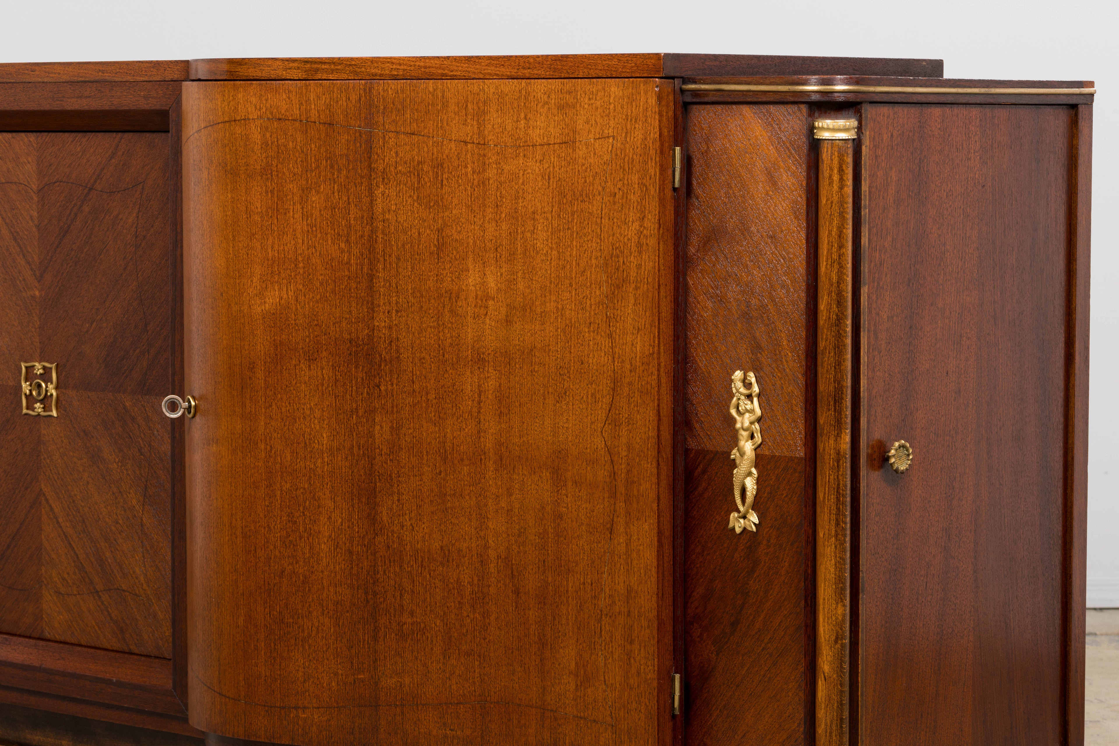 1930s French Parisian Art Deco Walnut Sideboard