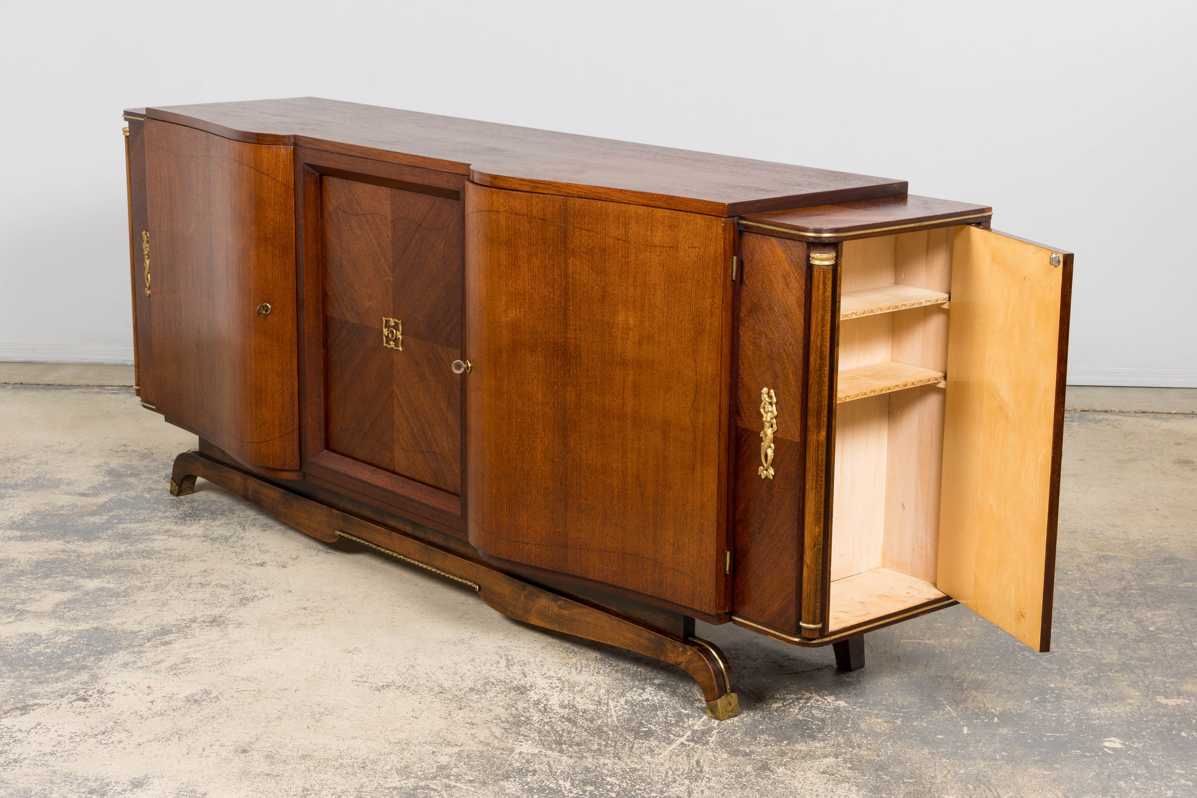 1930s French Parisian Art Deco Walnut Sideboard
