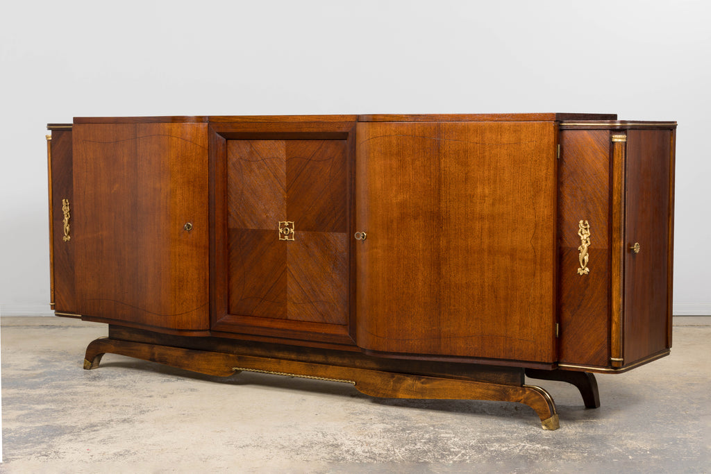 1930s French Parisian Art Deco Walnut Sideboard
