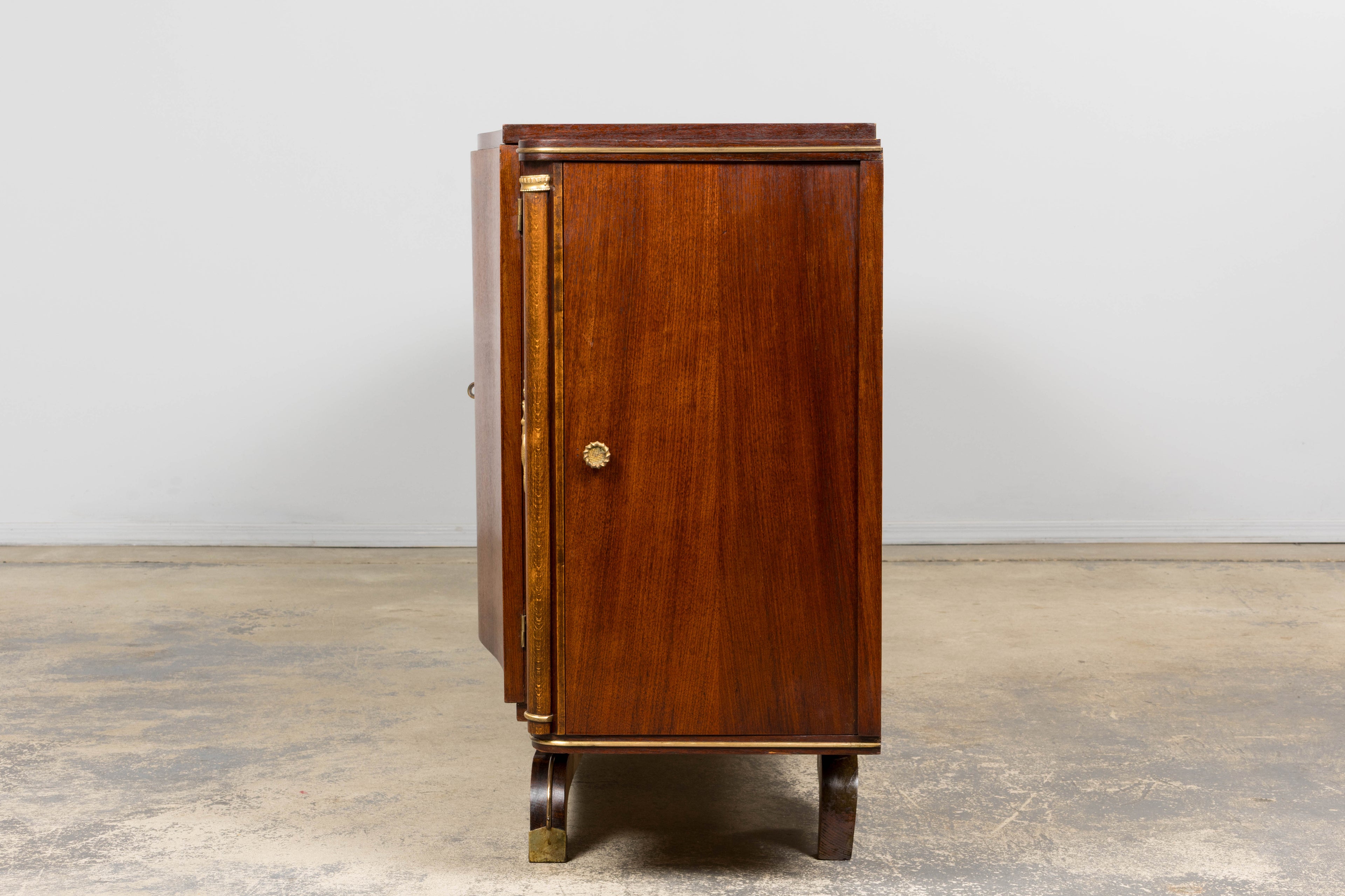 1930s French Parisian Art Deco Walnut Sideboard