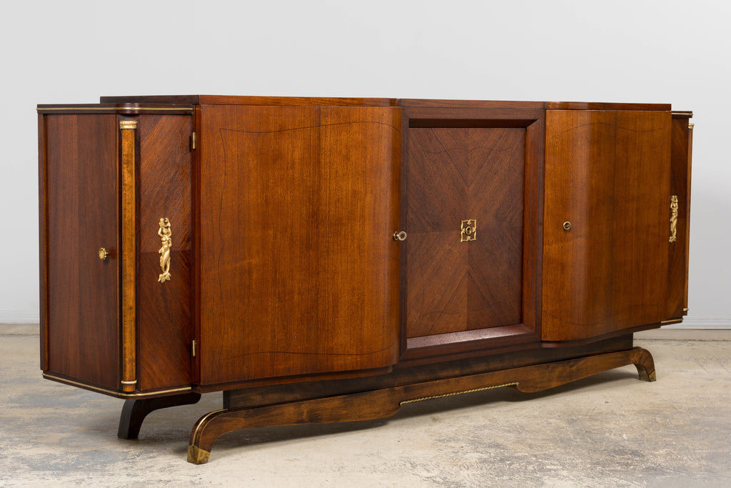 1930s French Parisian Art Deco Walnut Sideboard