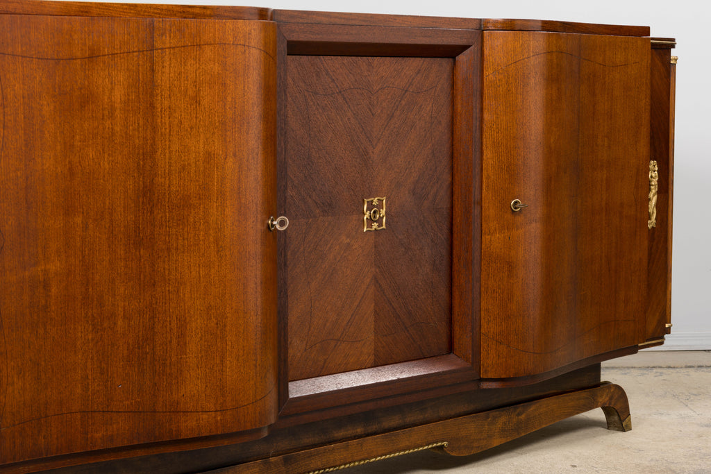 1930s French Parisian Art Deco Walnut Sideboard