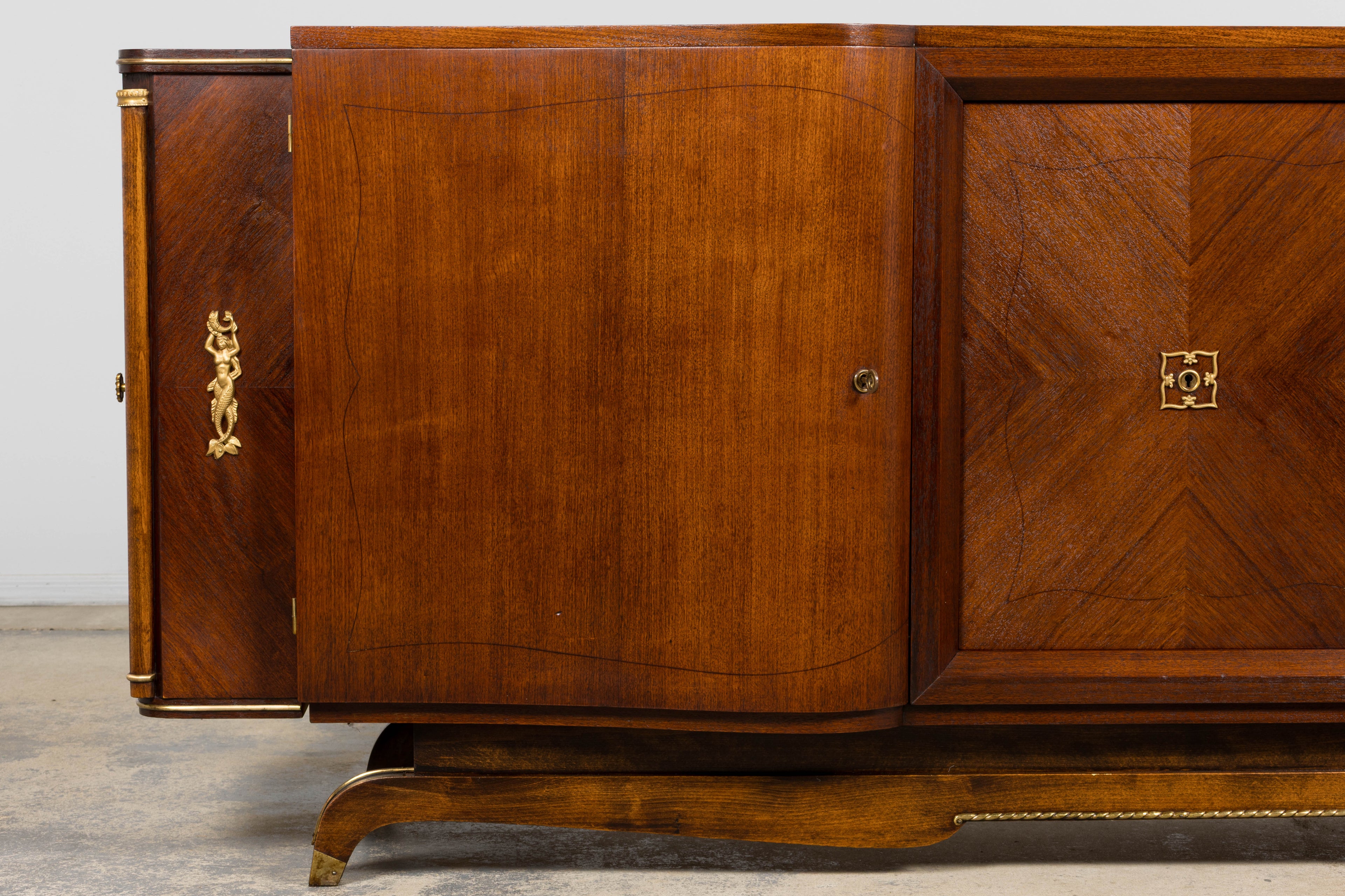 1930s French Parisian Art Deco Walnut Sideboard
