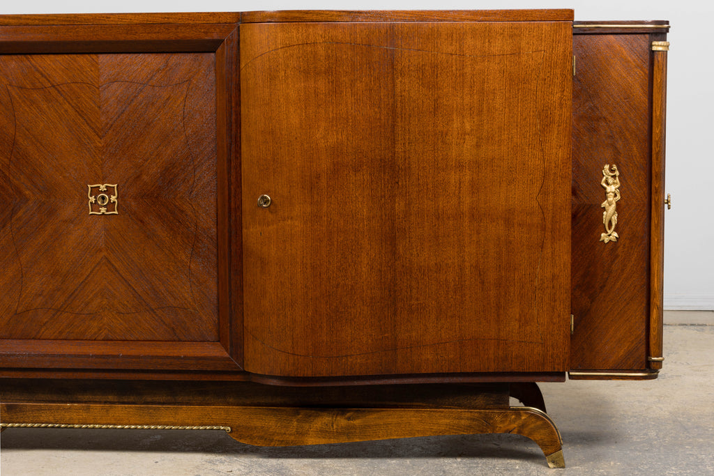 1930s French Parisian Art Deco Walnut Sideboard