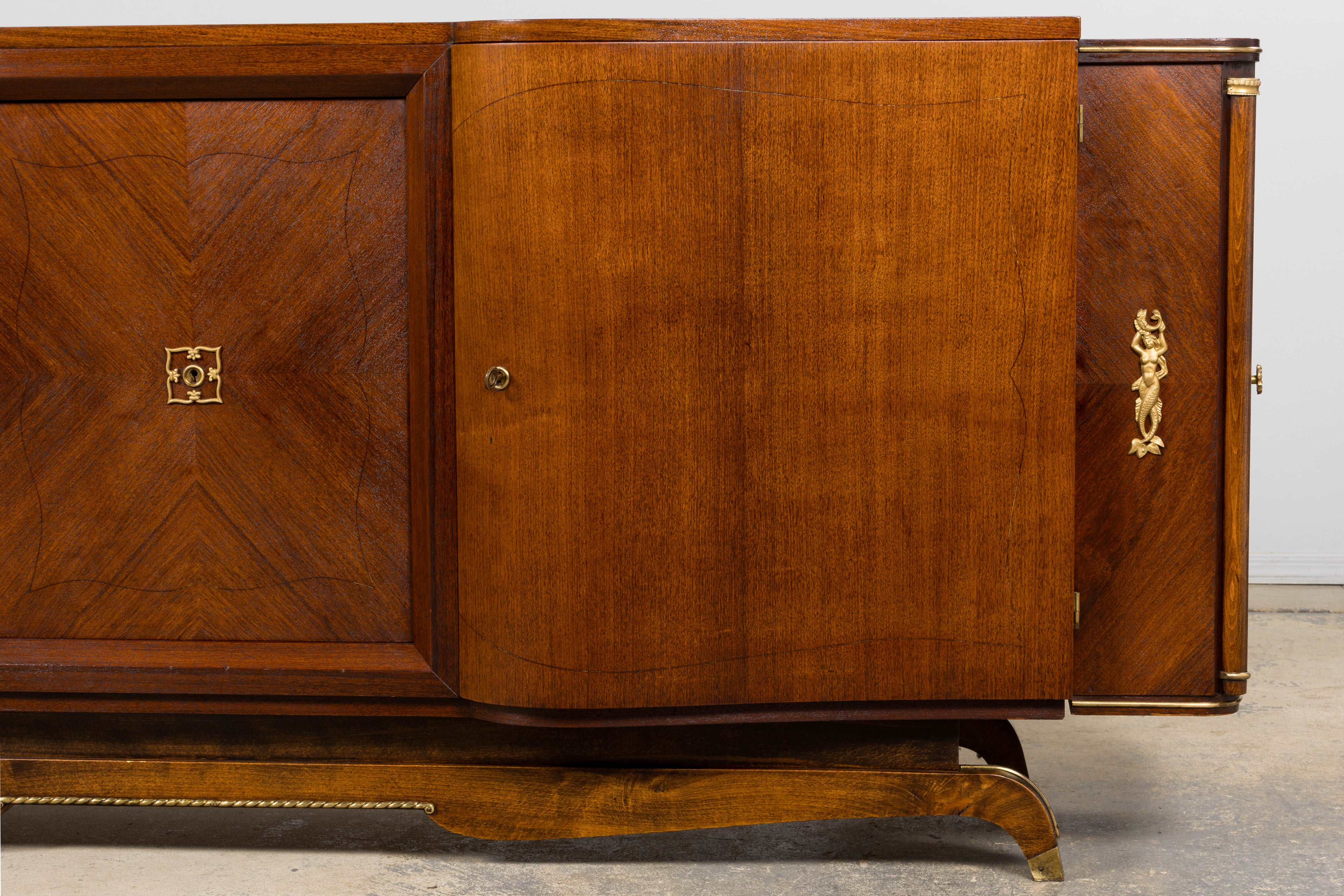 1930s French Parisian Art Deco Walnut Sideboard
