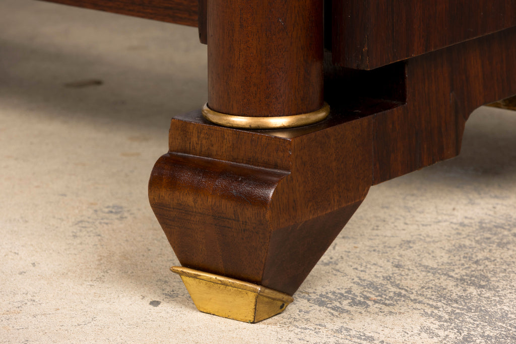 Art Deco Rosewood and Brass Dining Table, Jules Leleu Style, 1930s