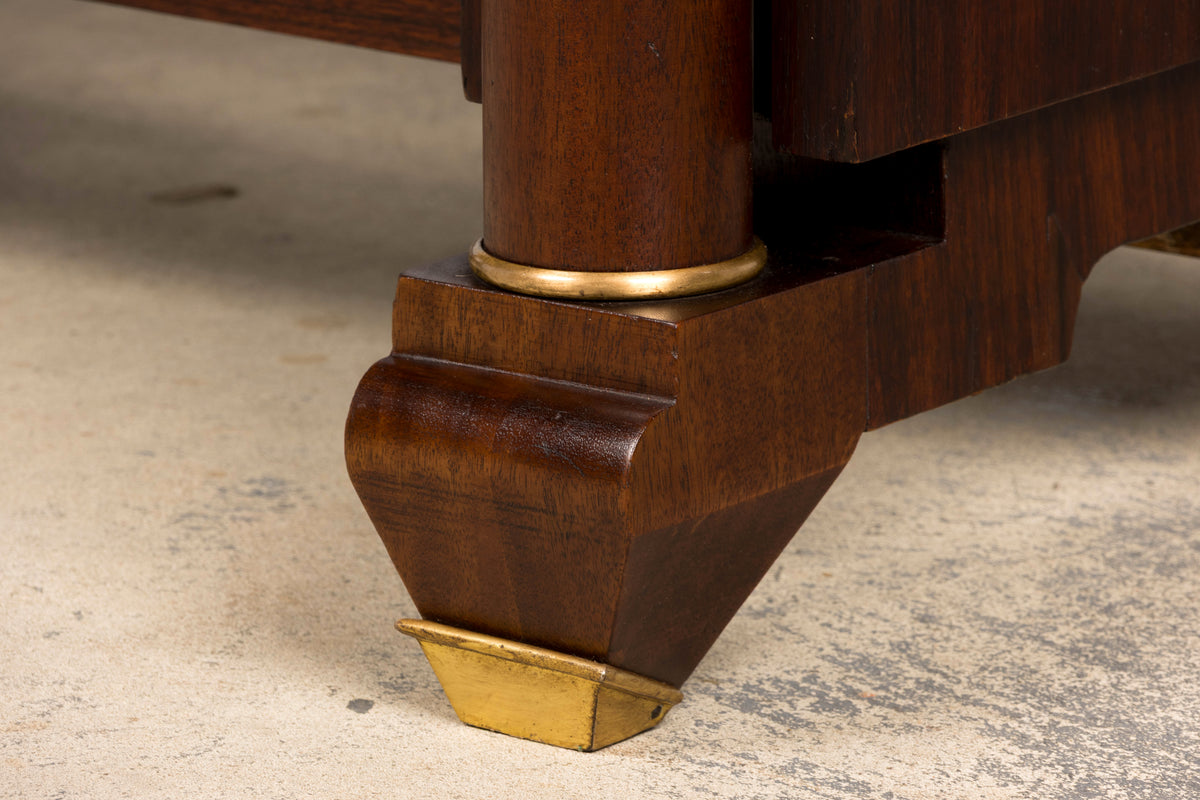 Art Deco Rosewood and Brass Dining Table, Jules Leleu Style, 1930s