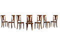 1930s French Art Deco Walnut Dining Chairs With Leather Seats, Set of 8