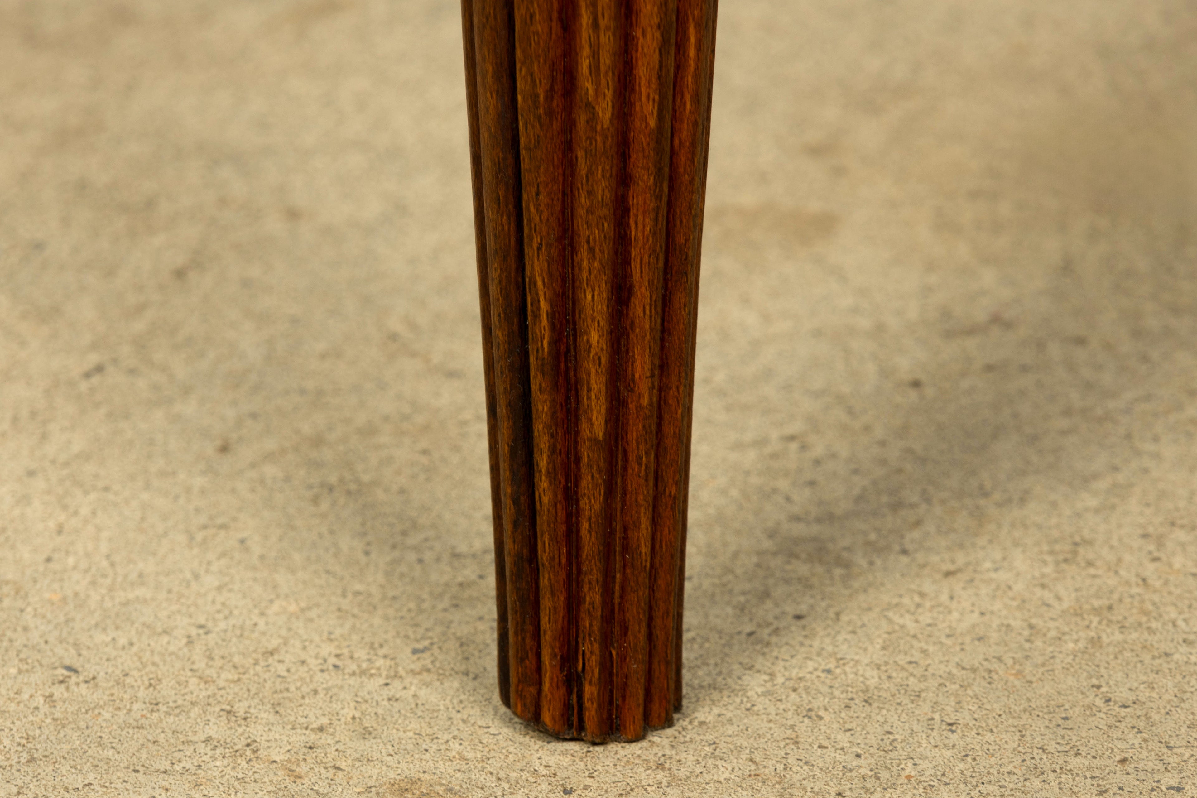 1930s Set of Six French Art Deco Carved Maple & Cane Dining Chairs