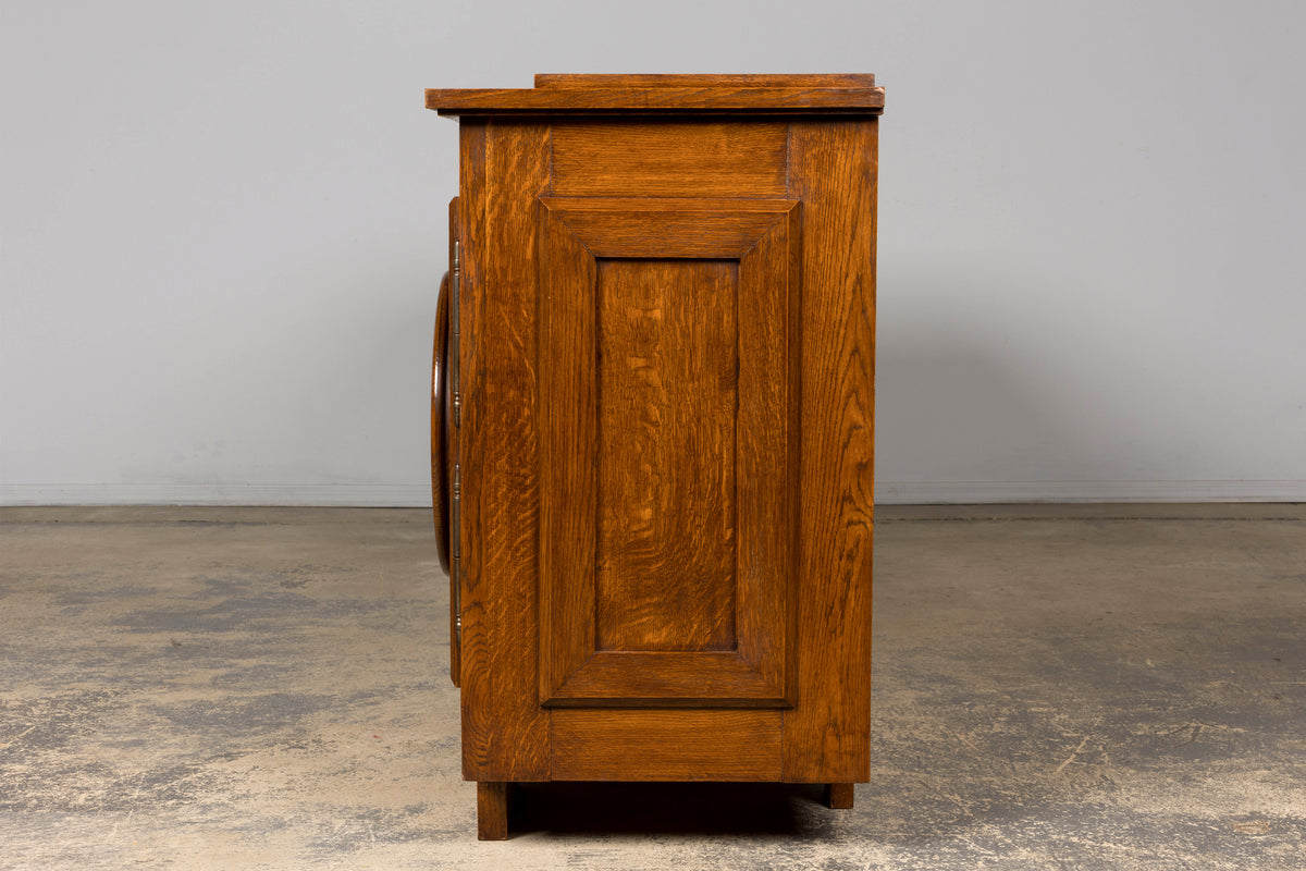 1940s French Art Deco Brutalist Oak Sideboard in the Style of Charles Dudouyt