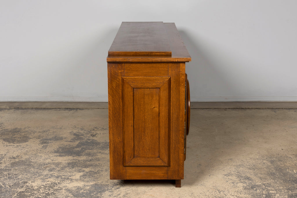 1940s French Art Deco Brutalist Oak Sideboard in the Style of Charles Dudouyt