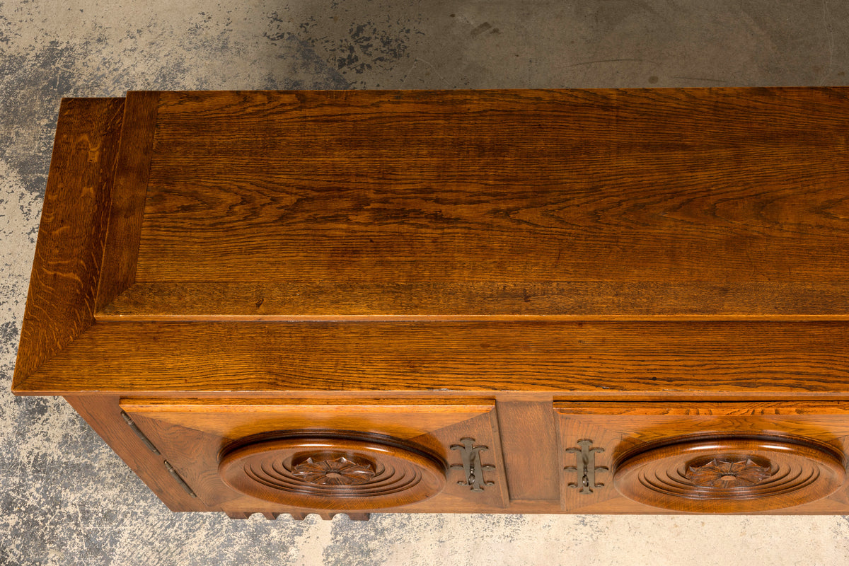 1940s French Art Deco Brutalist Oak Sideboard in the Style of Charles Dudouyt