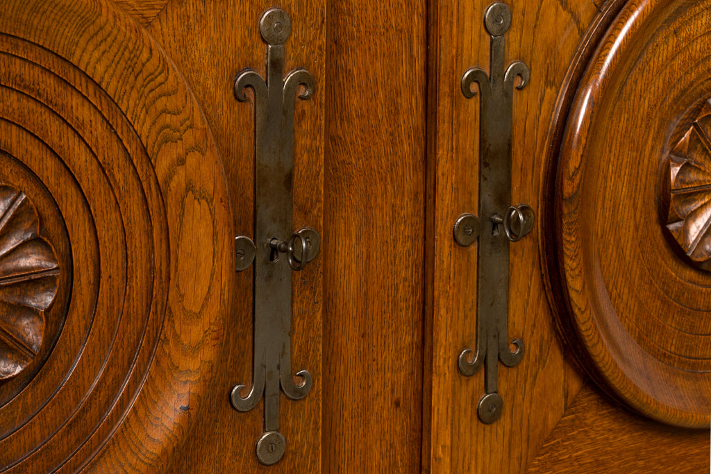 1940s French Art Deco Brutalist Oak Sideboard in the Style of Charles Dudouyt