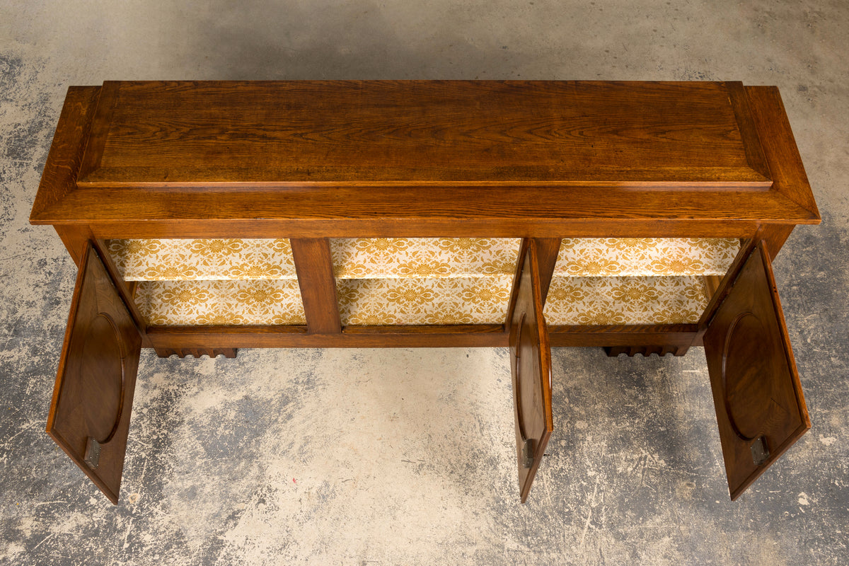 1940s French Art Deco Brutalist Oak Sideboard in the Style of Charles Dudouyt