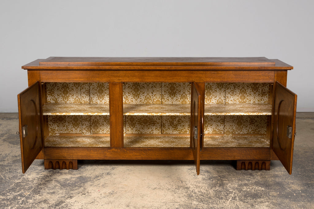 1940s French Art Deco Brutalist Oak Sideboard in the Style of Charles Dudouyt