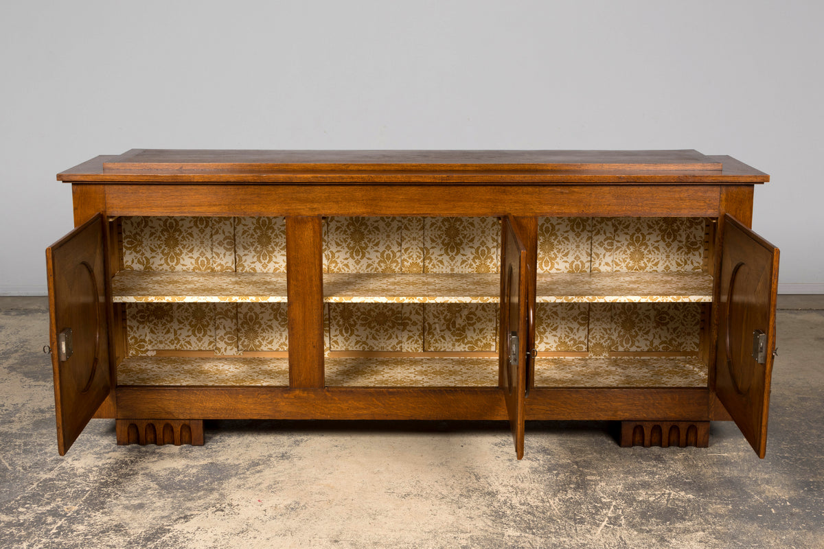 1940s French Art Deco Brutalist Oak Sideboard in the Style of Charles Dudouyt