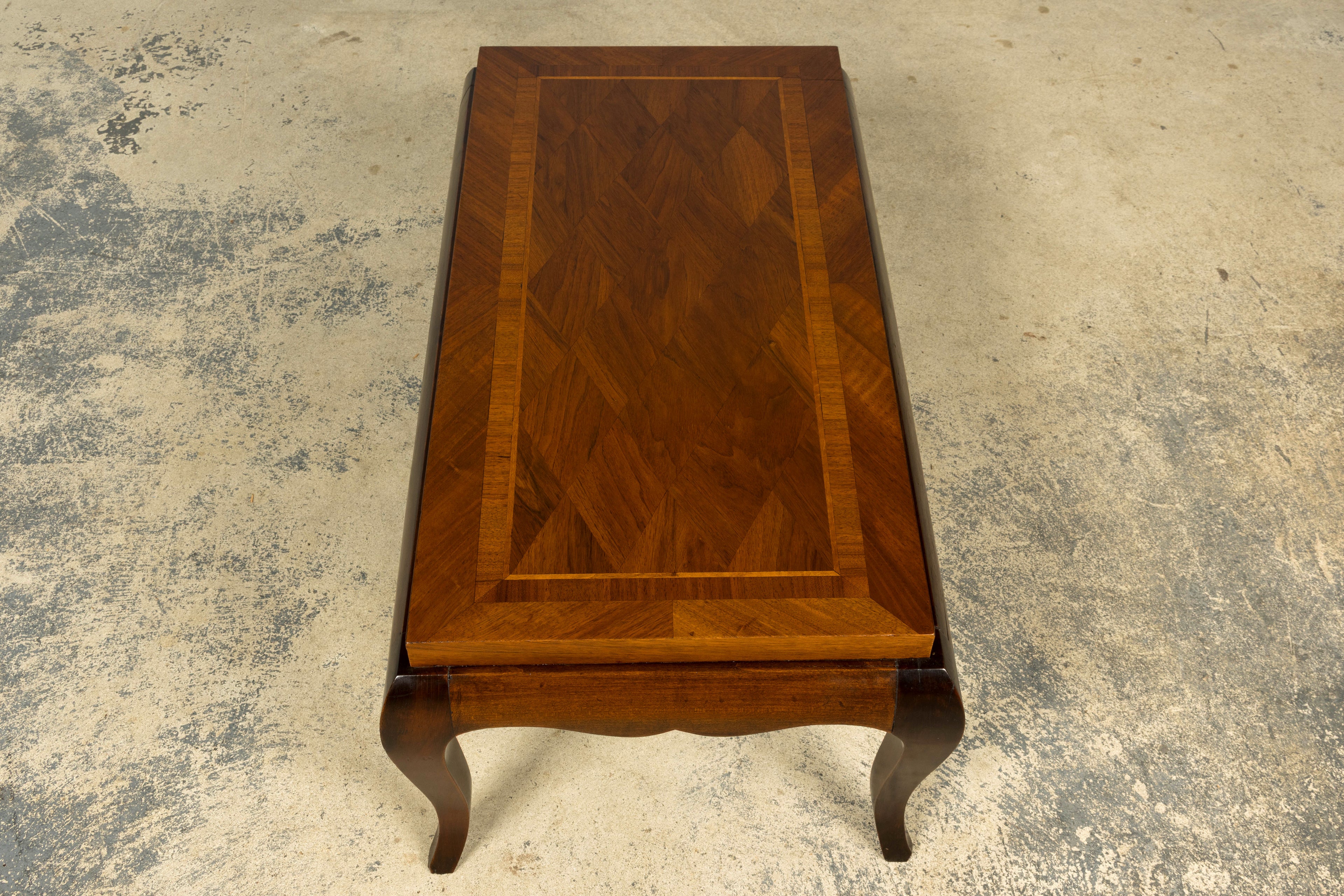 1940s French Art Deco Walnut Parquetry Coffee Table