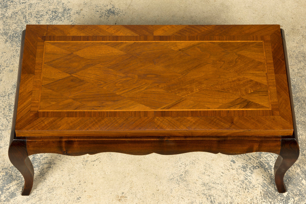 1940s French Art Deco Walnut Parquetry Coffee Table