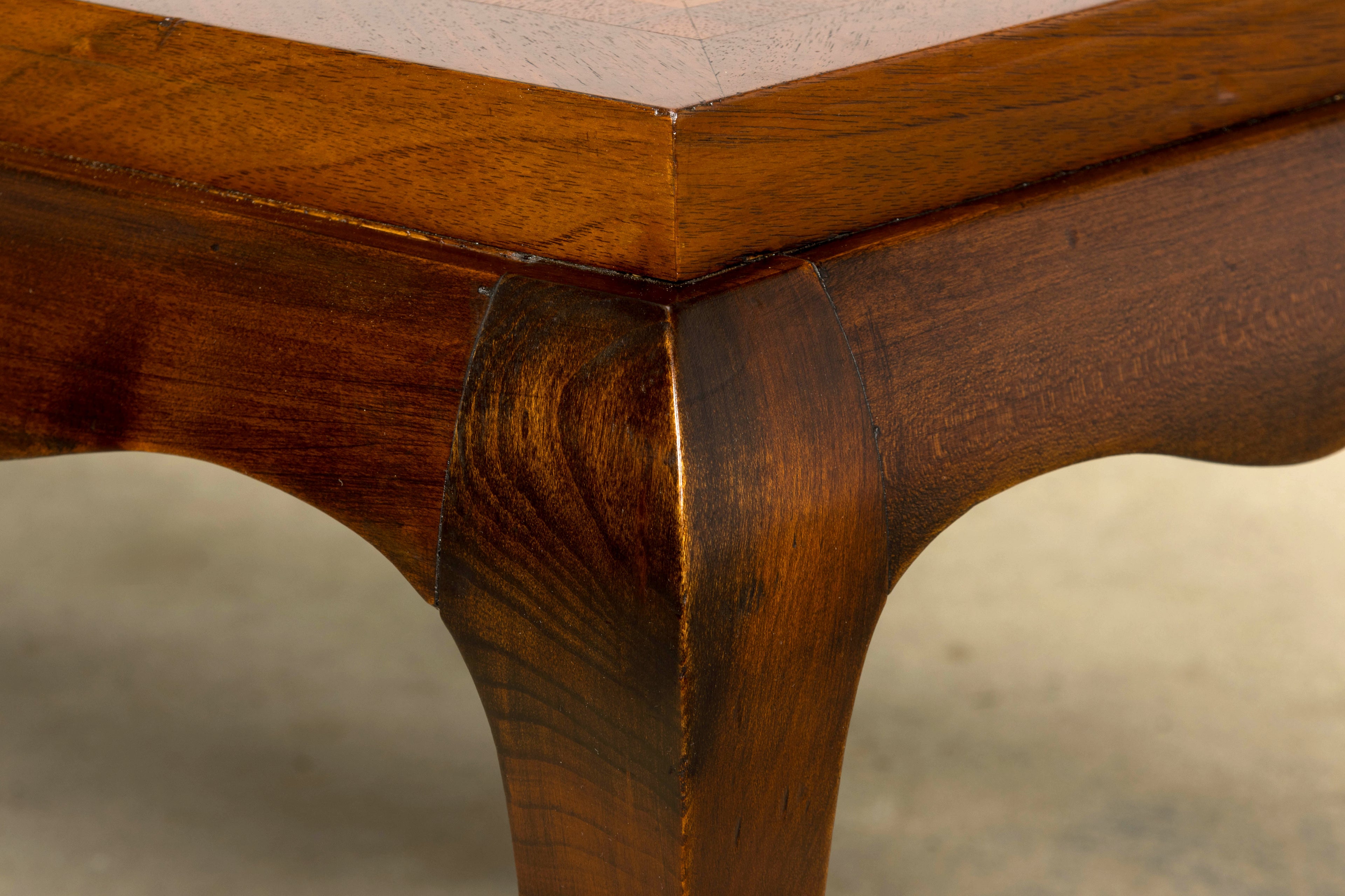 1940s French Art Deco Walnut Parquetry Coffee Table