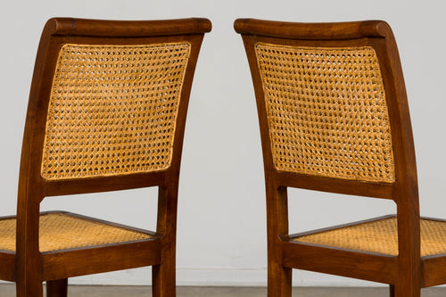 1940s French Provincial Walnut & Cane Dining Chairs, Set of 6