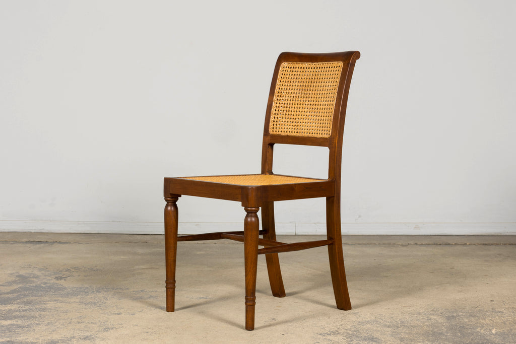 1940s French Provincial Walnut & Cane Dining Chairs, Set of 6