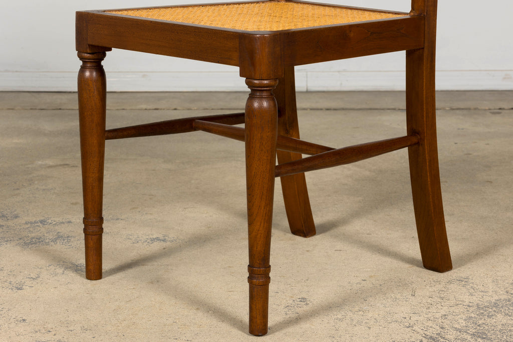 1940s French Provincial Walnut & Cane Dining Chairs, Set of 6