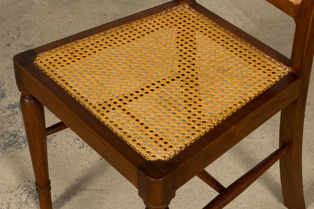 1940s French Provincial Walnut & Cane Dining Chairs, Set of 6