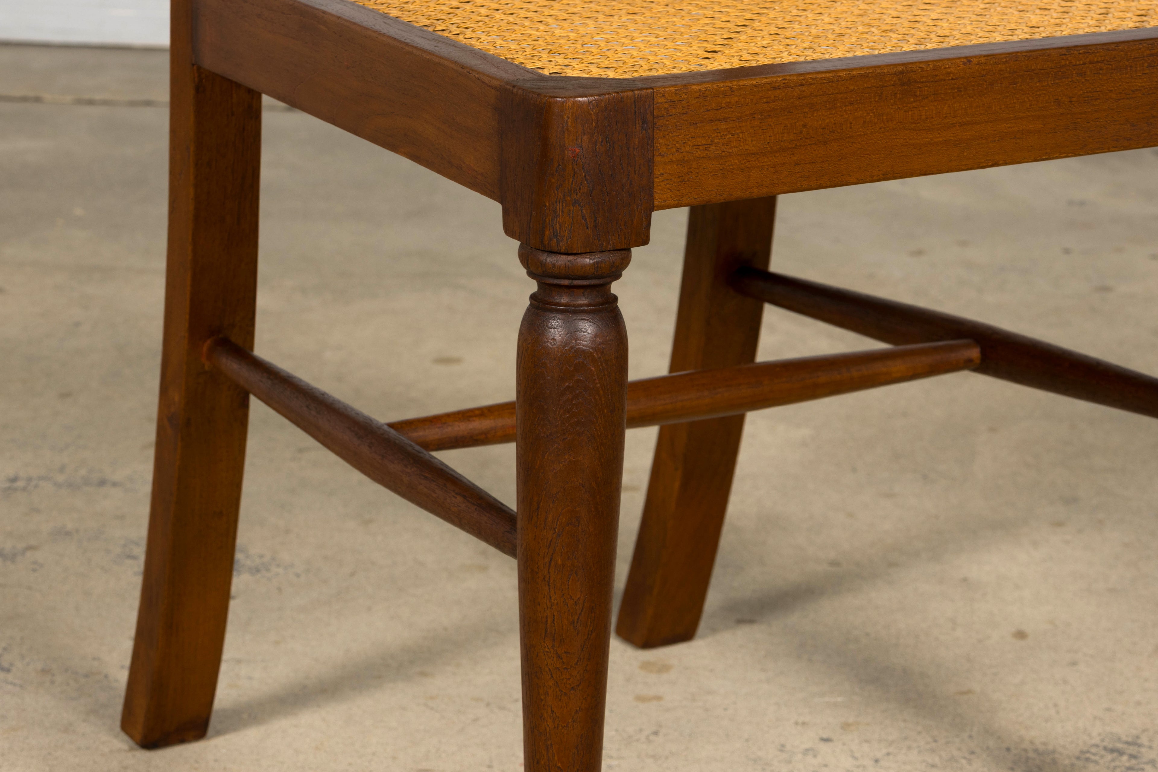 1940s French Provincial Walnut & Cane Dining Chairs, Set of 6