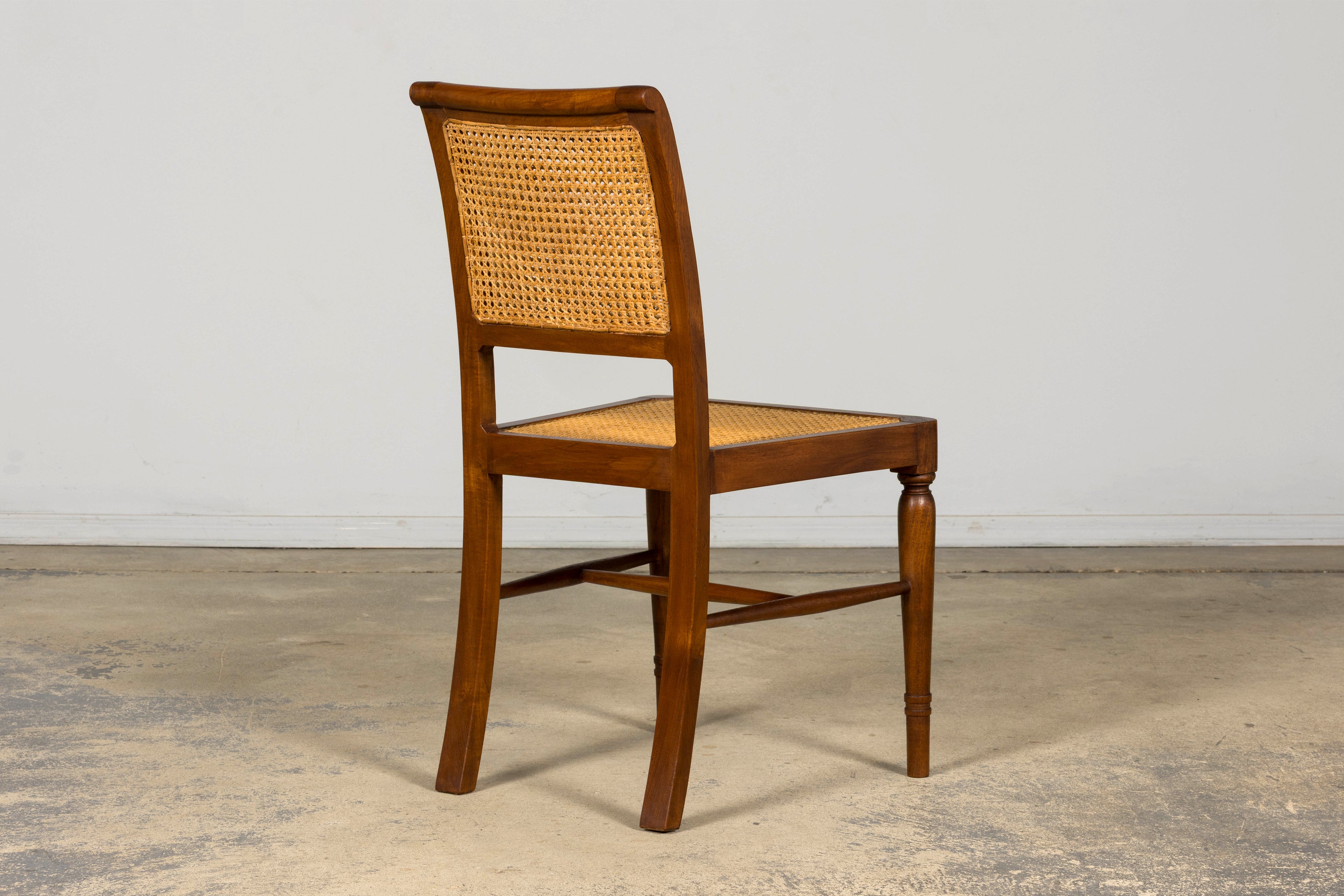 1940s French Provincial Walnut & Cane Dining Chairs, Set of 6