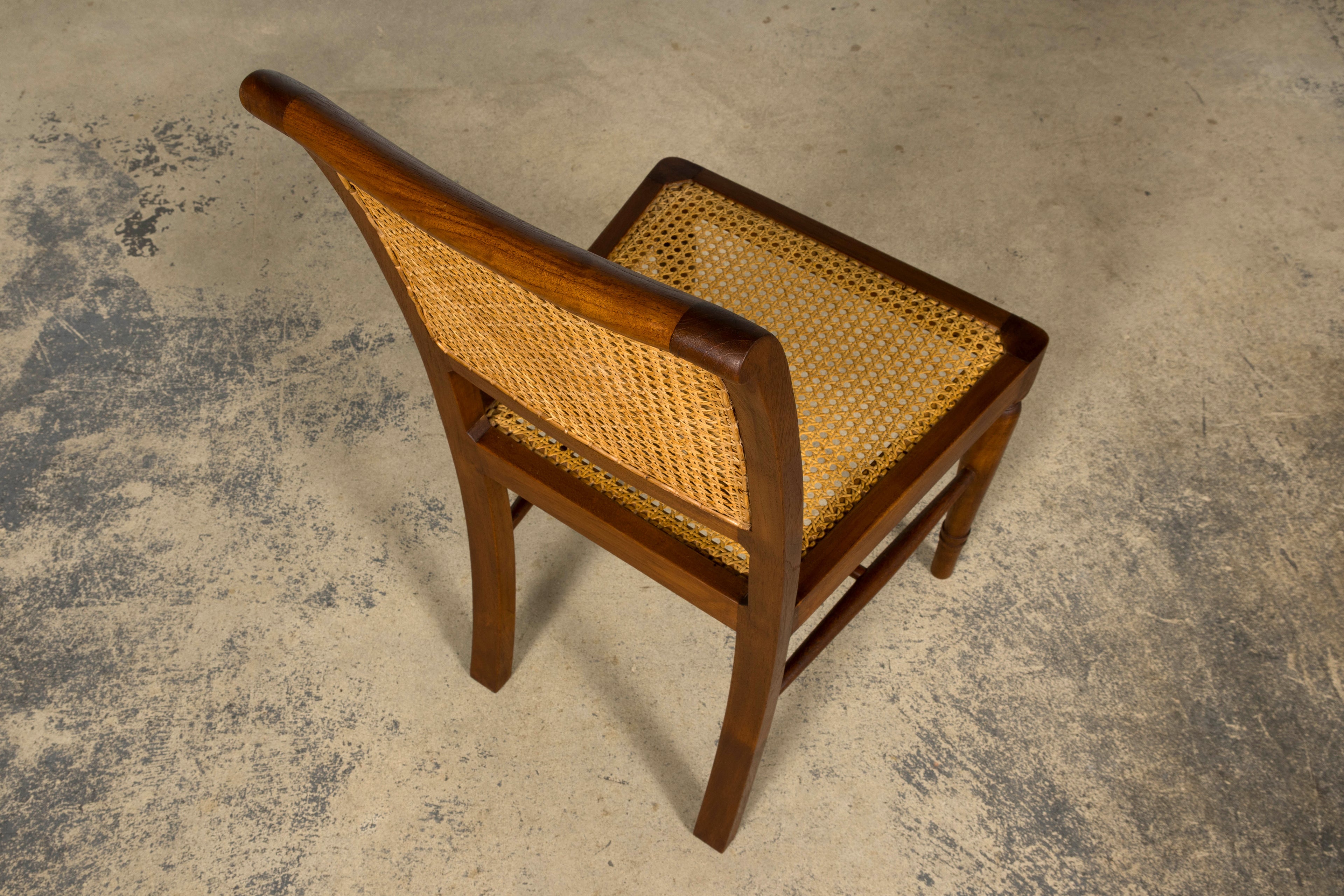1940s French Provincial Walnut & Cane Dining Chairs, Set of 6