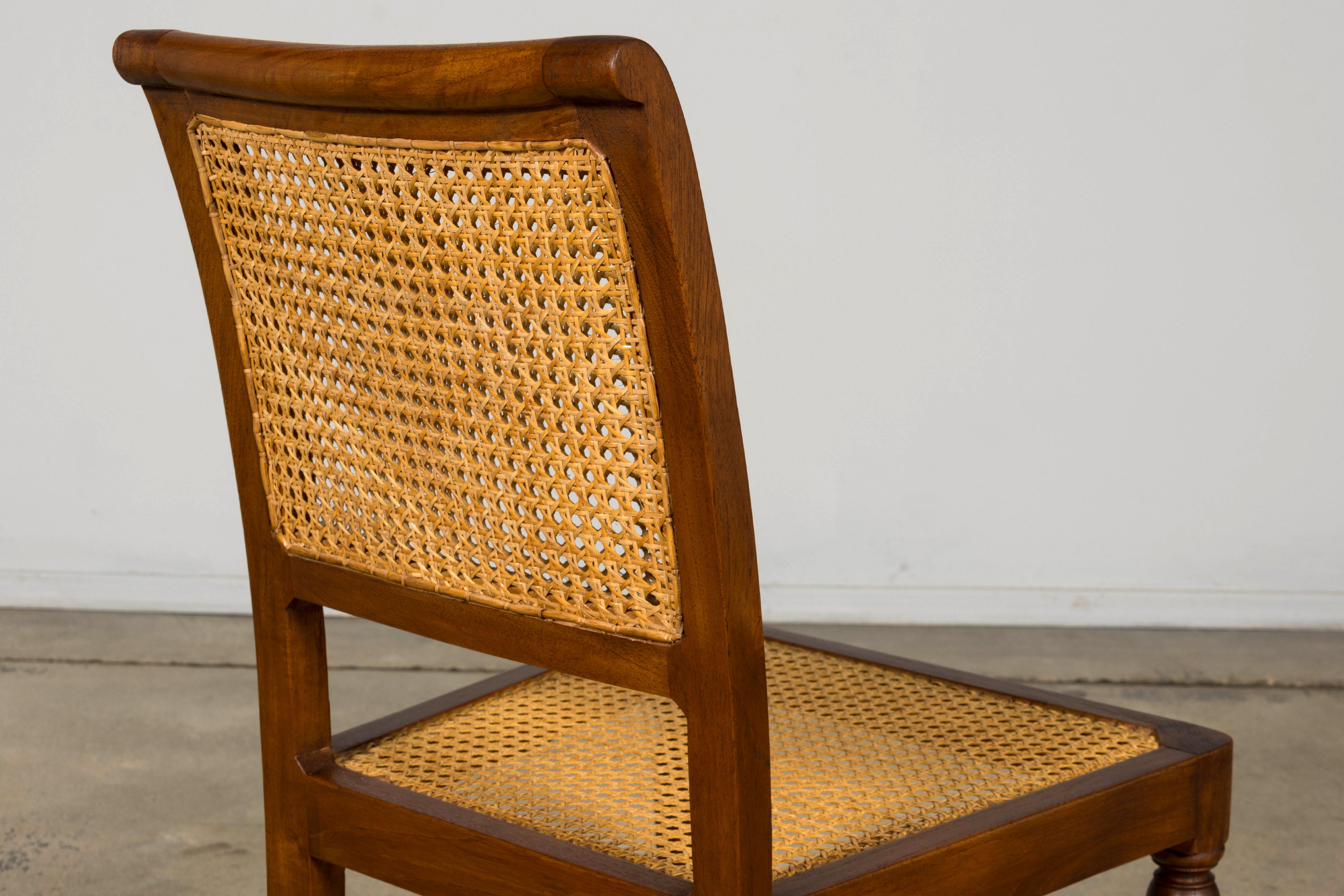 1940s French Provincial Walnut & Cane Dining Chairs, Set of 6