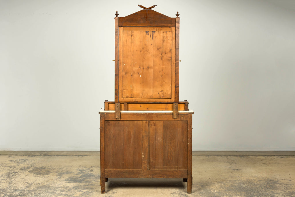 19th Century French Napoleon III Bamboo Dresser with Carrara Marble and Mirror