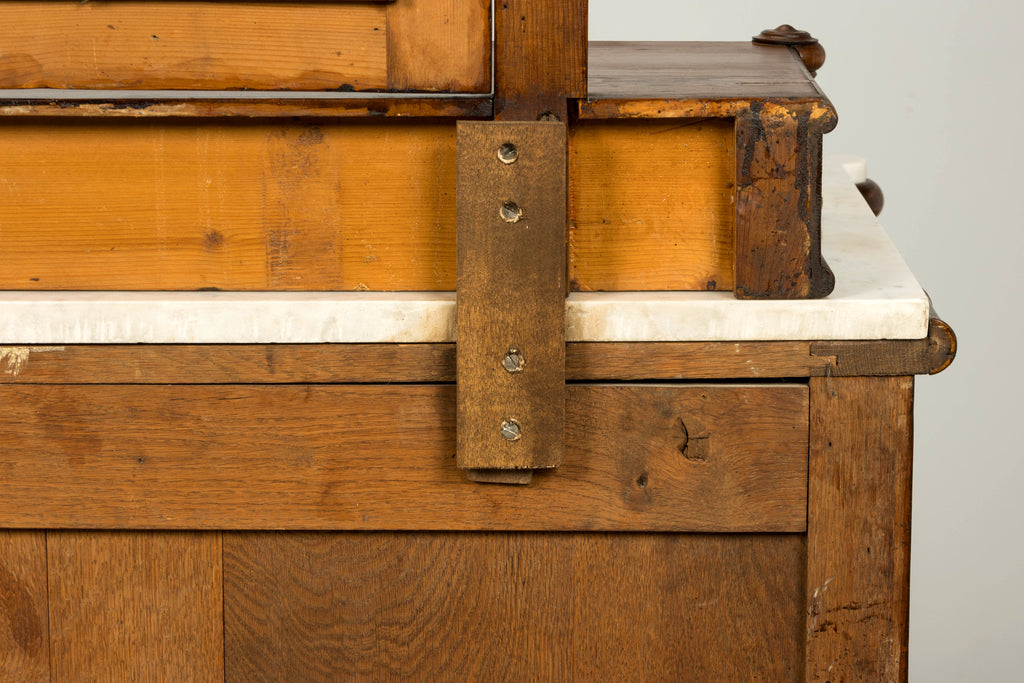 19th Century French Napoleon III Bamboo Dresser with Carrara Marble and Mirror