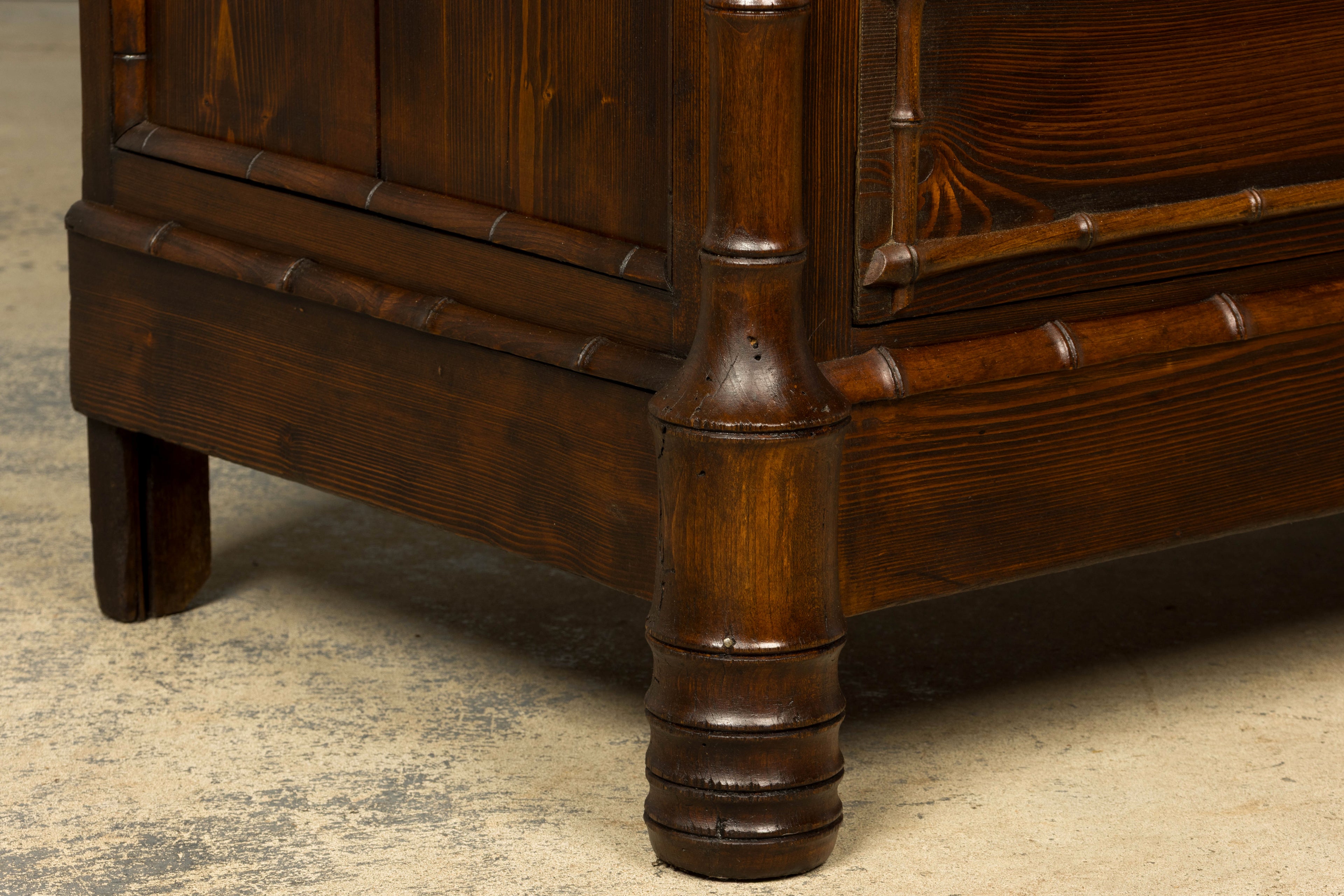 19th Century French Napoleon III Bamboo Dresser with Carrara Marble and Mirror