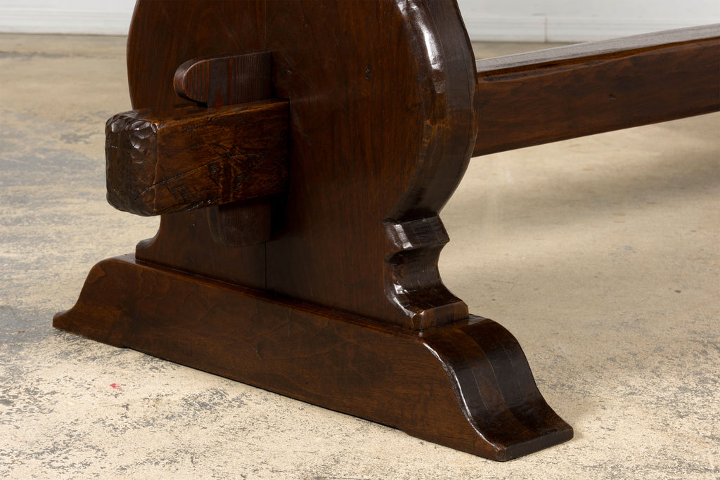 19th Century French Provincial Walnut Trestle Dining Table