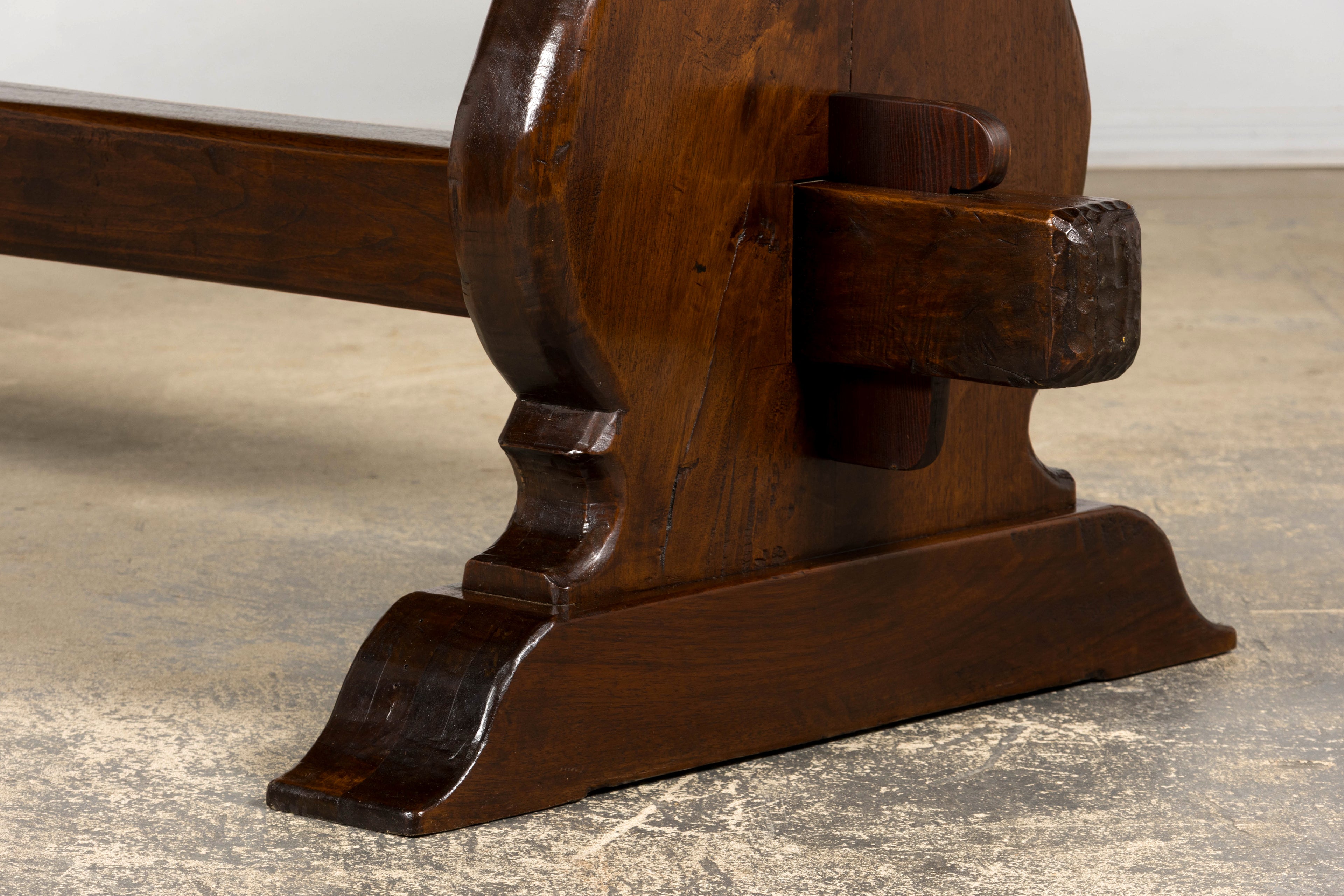 19th Century French Provincial Walnut Trestle Dining Table