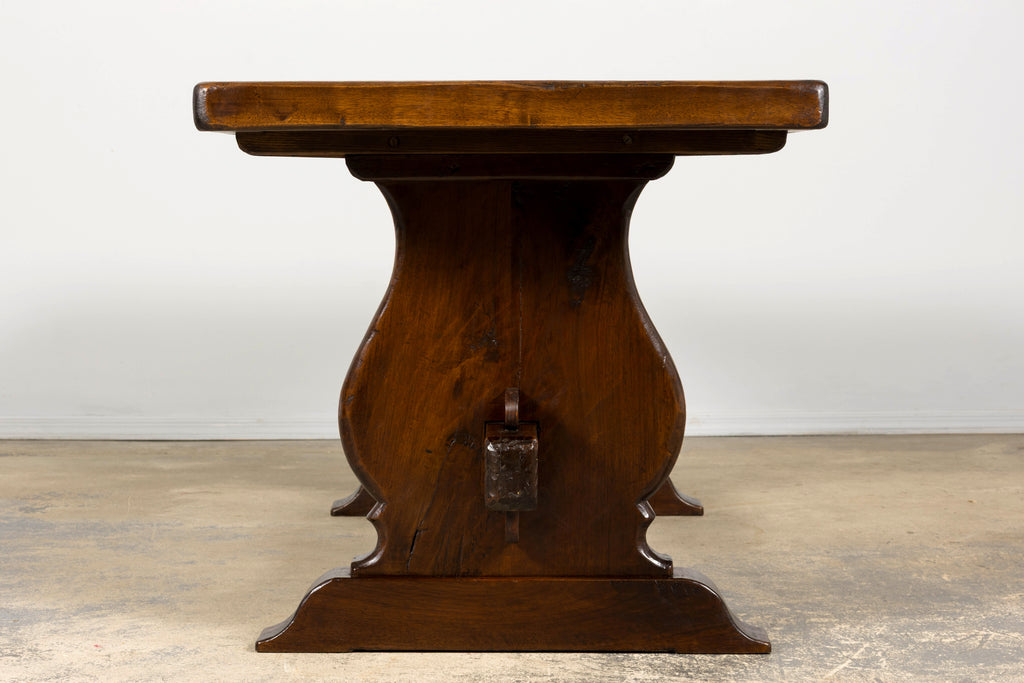 19th Century French Provincial Walnut Trestle Dining Table