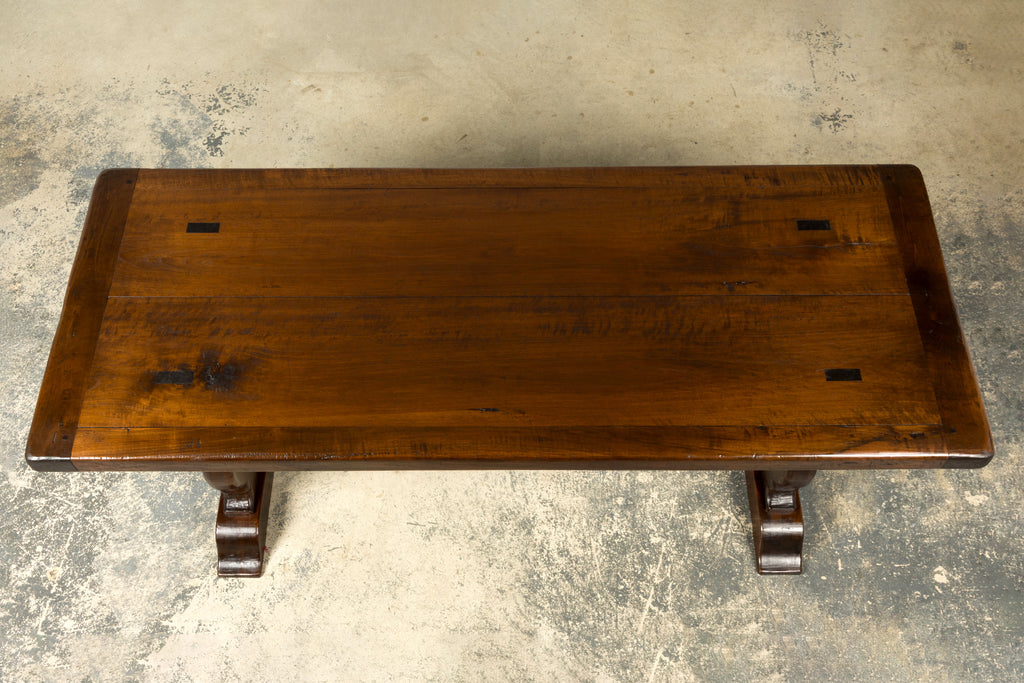 19th Century French Provincial Walnut Trestle Dining Table