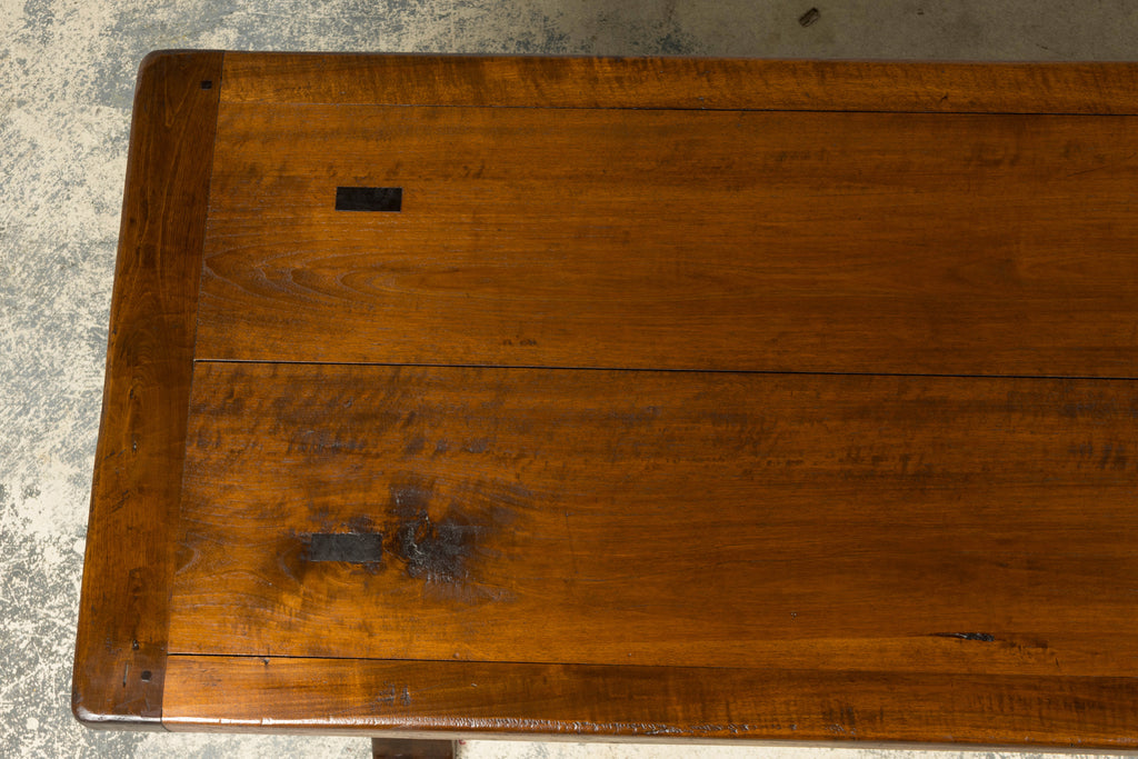19th Century French Provincial Walnut Trestle Dining Table